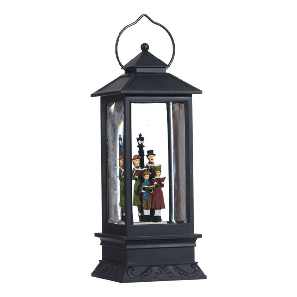 Item 281049 Black Lighted Carolers With Lamppost Water Lantern