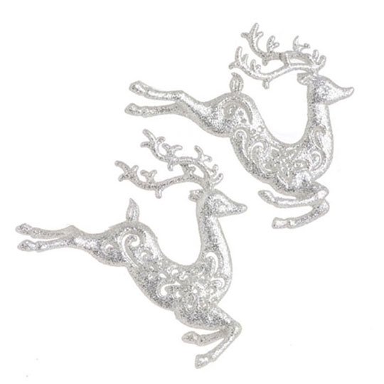 Item 281096 Silver Glitter Deer Ornament