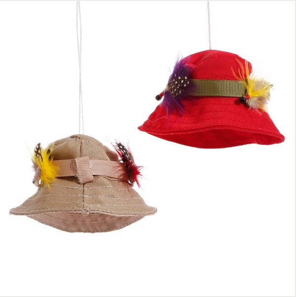 Item 281217 Tan/Red Fishing Hat Ornament