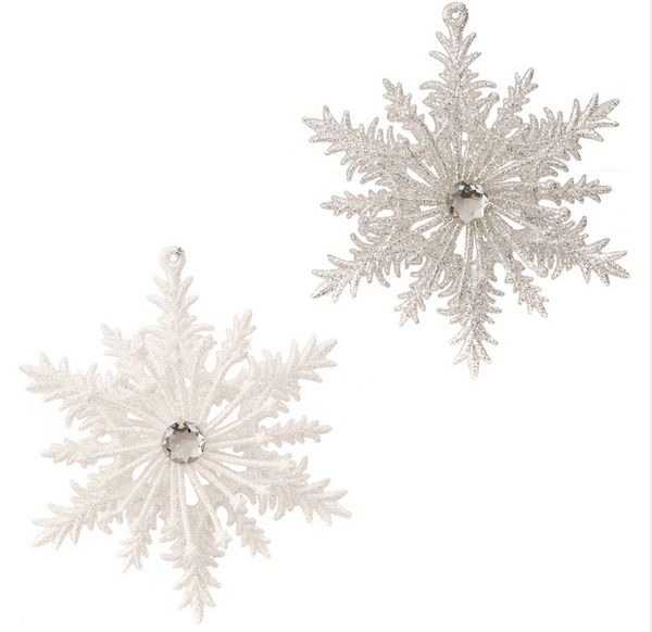 Item 281362 White/Silver Snowflake With Jewel Ornament