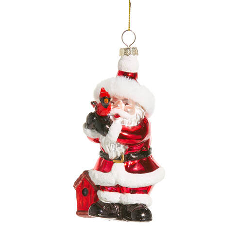 Item 281482 Santa Holding Cardinal Ornament