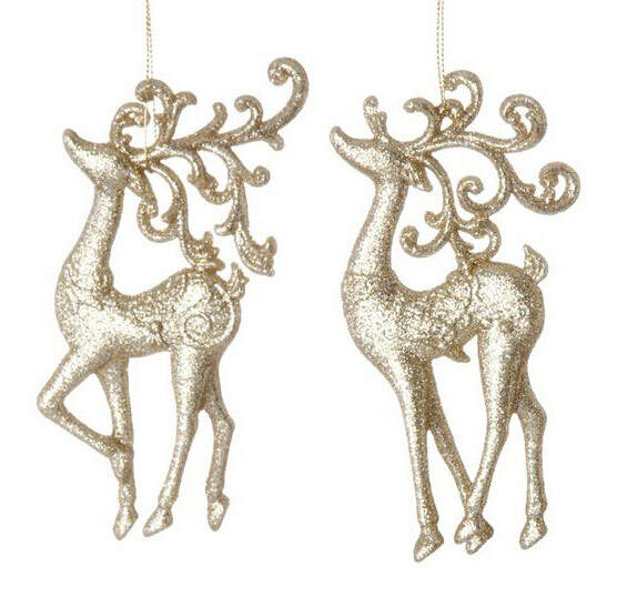 Platinum Deer With Curly Antlers Ornament - Item 281550 | The Christmas ...
