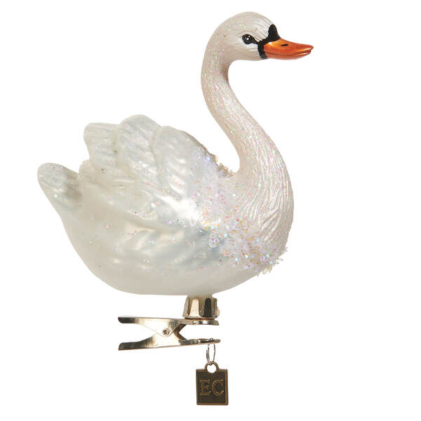 Item 281611 White Swan Clip On Ornament