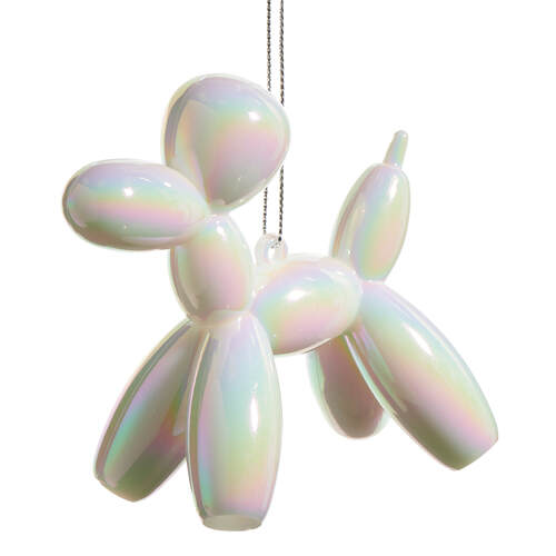 Item 281620 White Iridescent Balloon Dog Ornament