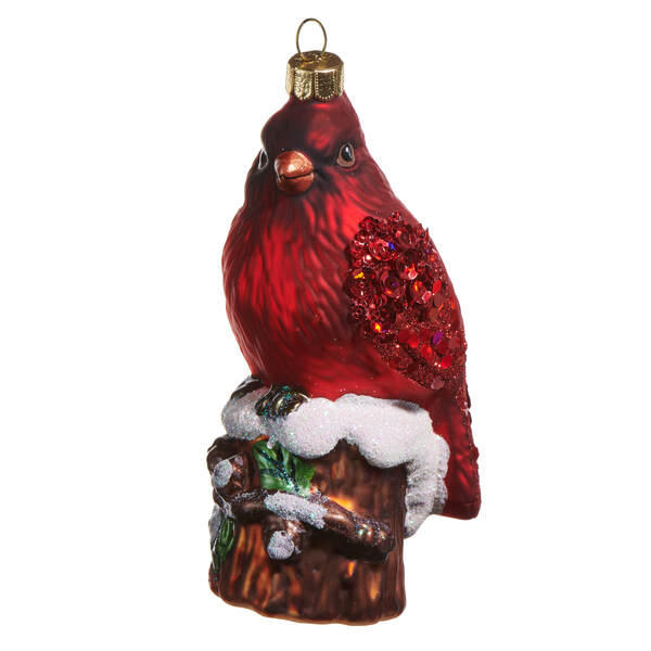 Item 281651 Cardinal On Stump Ornament
