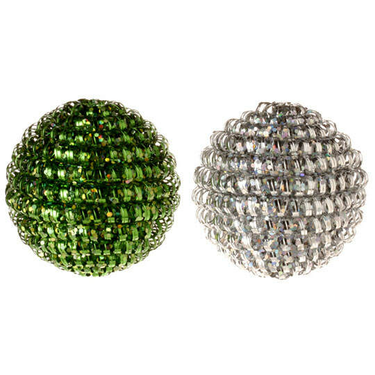 Item 281748 Green/Silver Loopy Ball Ornament 