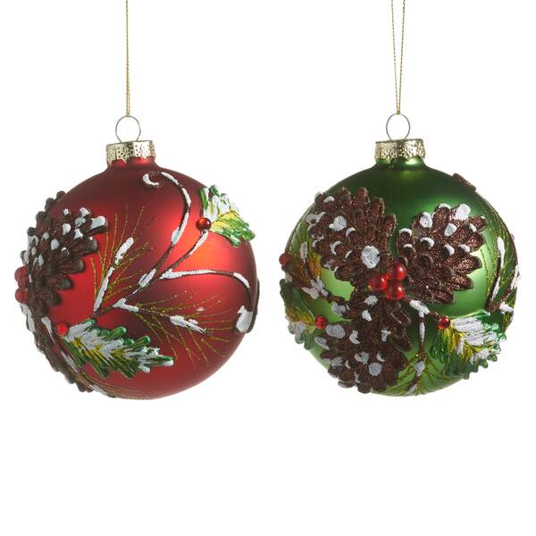 Item 281866 Snowy Pinecone Ball Ornament
