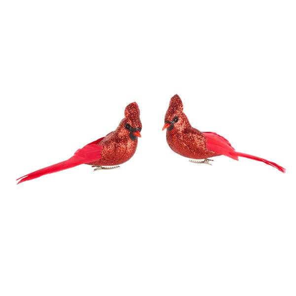 Item 281877 Red Glittered Cardinal Clip On Ornament