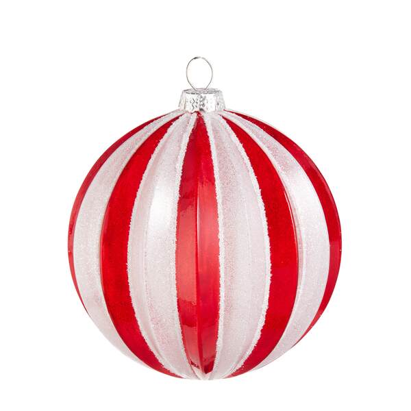 Item 281931 Red And White Stripe Ball Ornament