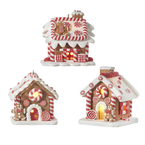 Item 282259 Lighted Gingerbread House Ornament