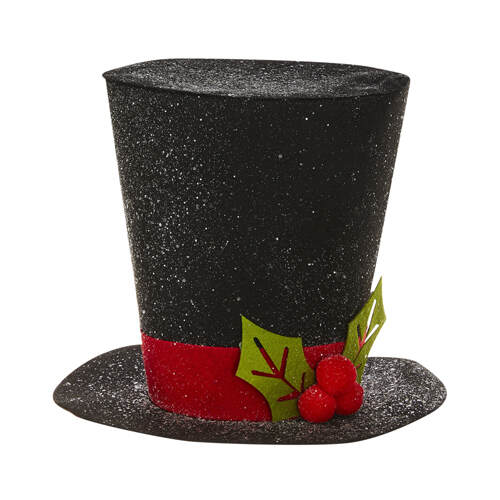 Item 282265 Glittered Top Hat With Holly