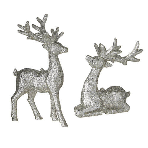 Item 282303 Silver Glitter Deer Ornament