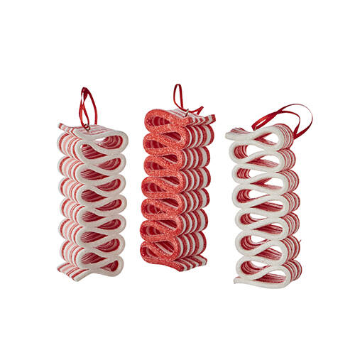 Item 282309 Red And White Ribbon Cady Ornament