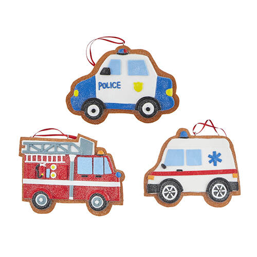 Item 282311 Gingerbread Emergency Vehicle Ornament