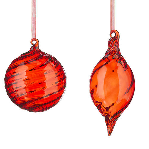 Item 282363 Red Swirl Glass Ornament