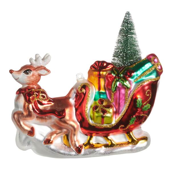 Item 282514 Deer With Package Sleigh Ornament