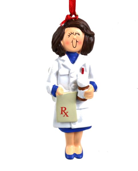 Item 289318 Female Pharmacist With Brown Hair Ornament