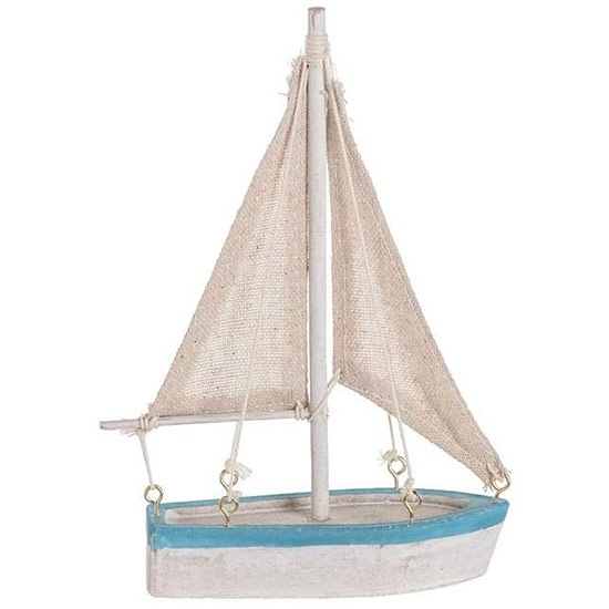 White Sailboat With Teal Trim - Item 294396 | The Christmas Mouse