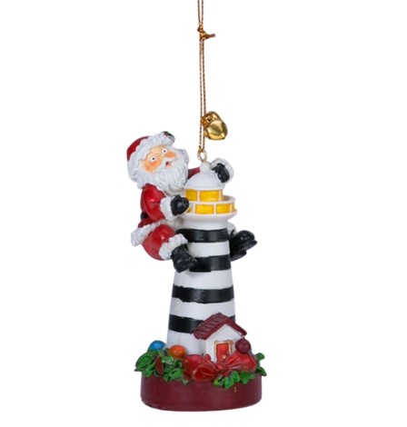 Item 294451 Santa On Lighthouse Ornament