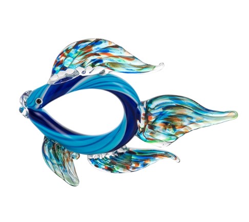 Item 294456 Glass Blue Contemporary Fish Figure