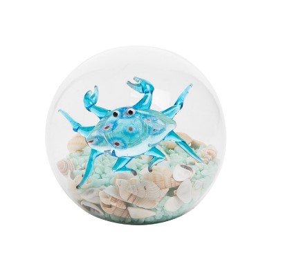 Item 294473 Glass Crab Ball With Sand And Shells