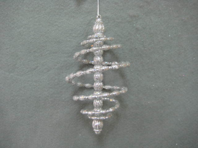 Item 302130 Silver Glitter Spiral Finial Ornament