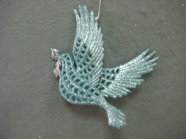 Item 302192 Sky Blue & Silver Lattice Dove Ornament