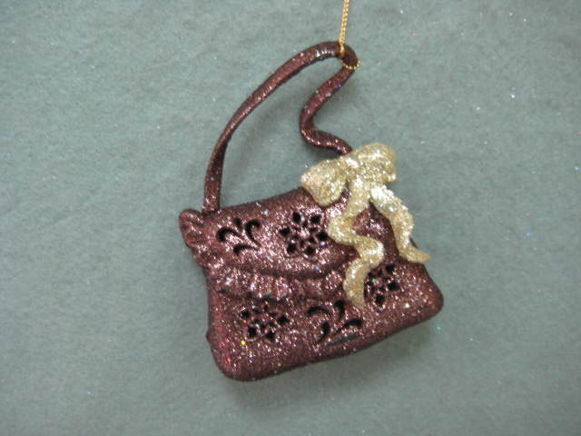 Item 302237 Bronze Glittered Handbag Ornament