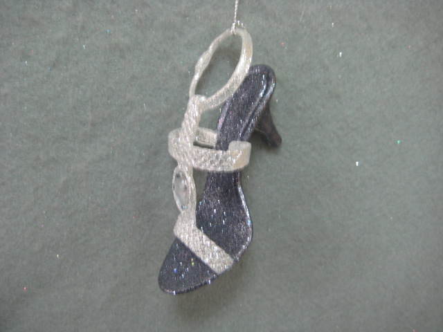 Item 302286 Gray/Silver High Heel Shoe With Clear Jewel Ornament
