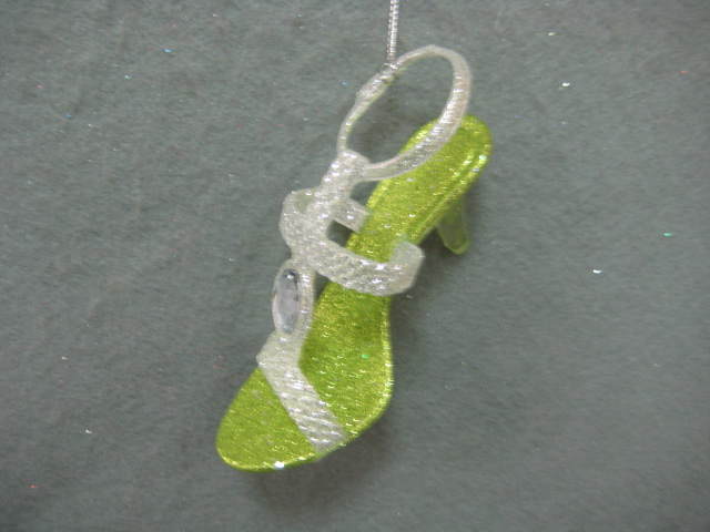 Item 302287 Lime/Silver High Heel Shoe With Clear Jewel Ornament