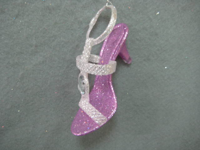Item 302288 Taro/Silver High Heel Shoe With Clear Jewel Ornament