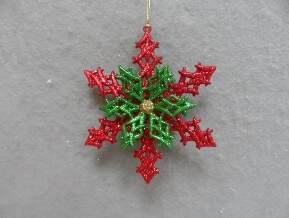 Item 302397 Red/Green/Gold Snowflake Ornament