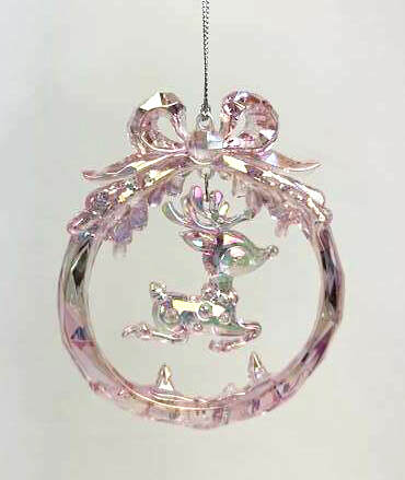 Item 302425 Pink Wreath With Deer Ornament