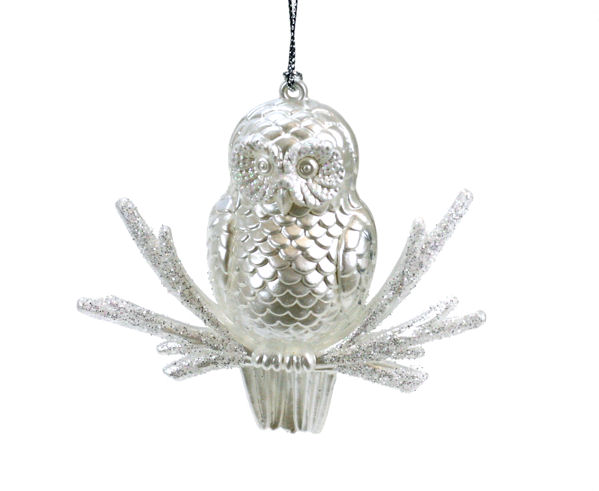 Item 303004 Silver Owl Ornament