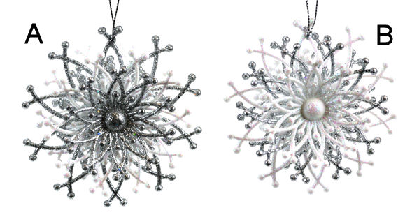 Item 303006 Silver/Iridescent Spiral Snowflake Ornament