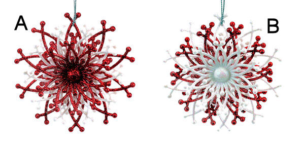 Item 303008 Red/White Spiral Snowflake Ornament