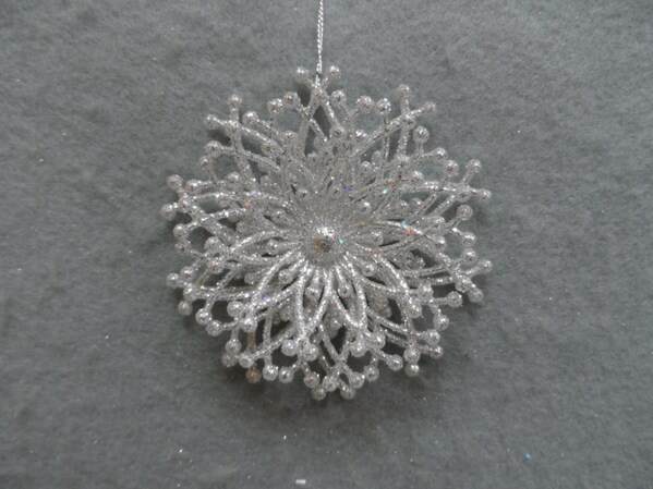 Item 303012 Champagne Silver Snowflake Ornament