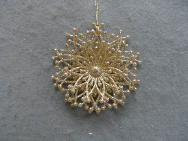 Item 303013 Champagne Gold Snowflake Ornament
