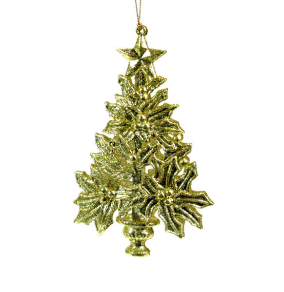 Item 303017 Gold Holly Tree Ornament