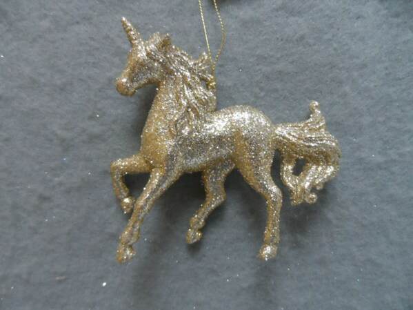 Item 303069 Champagne Gold Unicorn Ornament