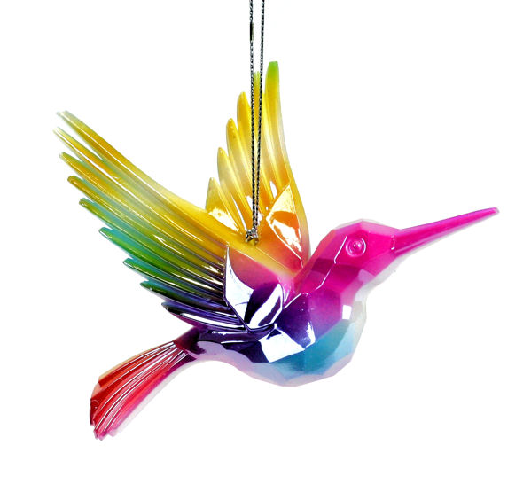 Hummingbird Hanging Decorations Acrylic Rainbow Gold Glitter Christmas Tree Bird 