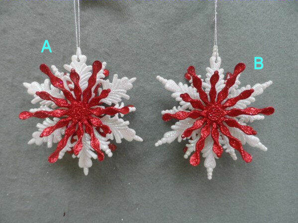 Item 303081 Iridescent/Red Snowflake Ornament