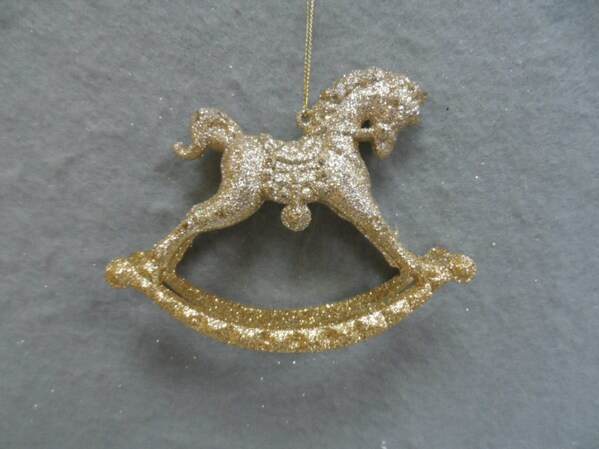 Item 303096 Gold Rocking Horse Ornament