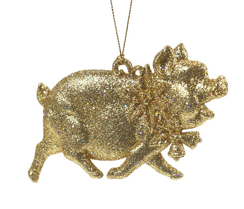 Item 303107 Gold Pig Ornament
