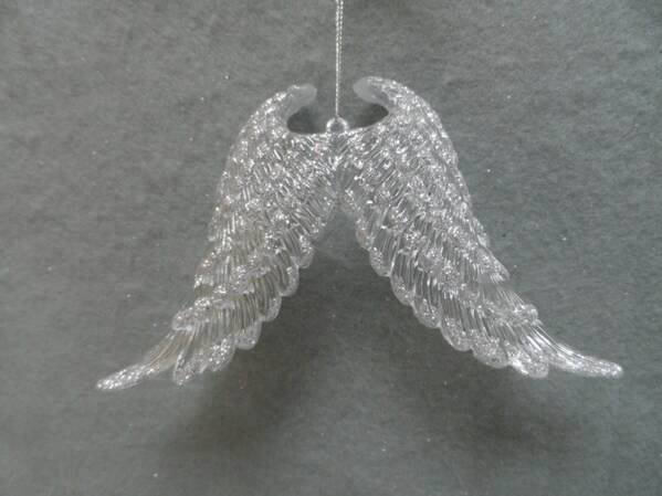 Item 303123 Clear & Silver Angel Wings Ornament
