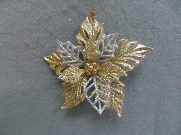 Item 303144 Gold/Silver Poinsettia Ornament