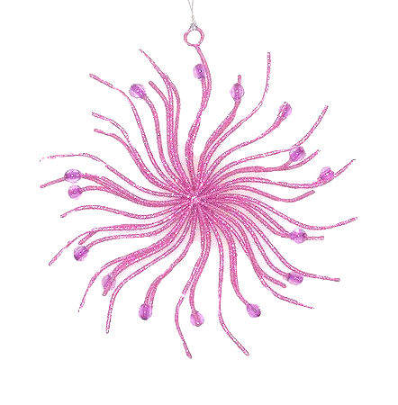 Item 312073 Taro Pink Jeweled Wavy Spike Ornament