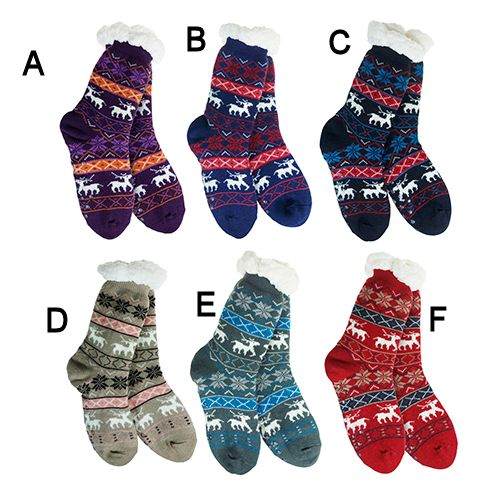 Item 322020 Reindeer & Snowflakes Slipper Socks