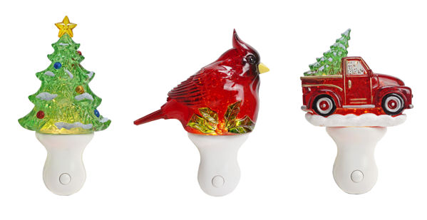 Item 322033 Christmas Tree/Cardinal/Red Pickup Truck Glitter Nightlight
