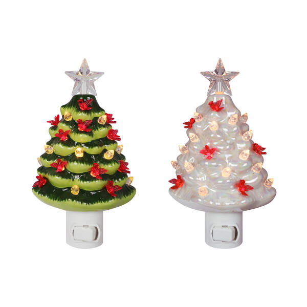 Item 322057 Green And White Cardinal Tree Nightlight